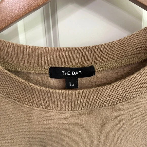 EUC The Bar Tan Varsity Sweatshirt size L with White Lettering. - Picture 4 of 13